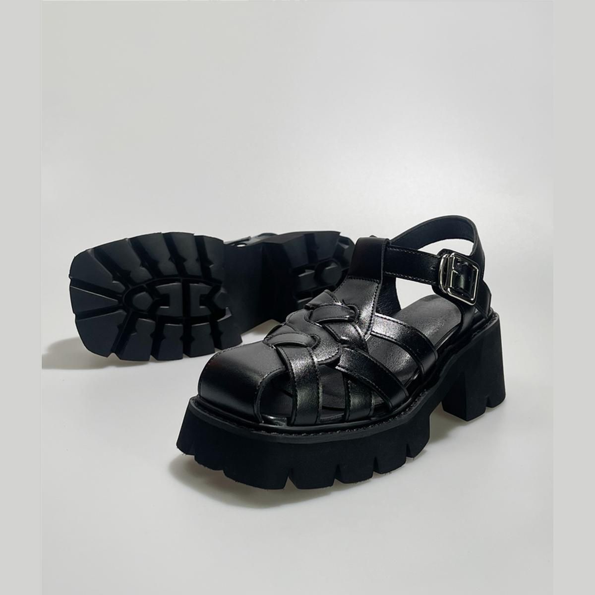 Woven Leather Platform Sandals