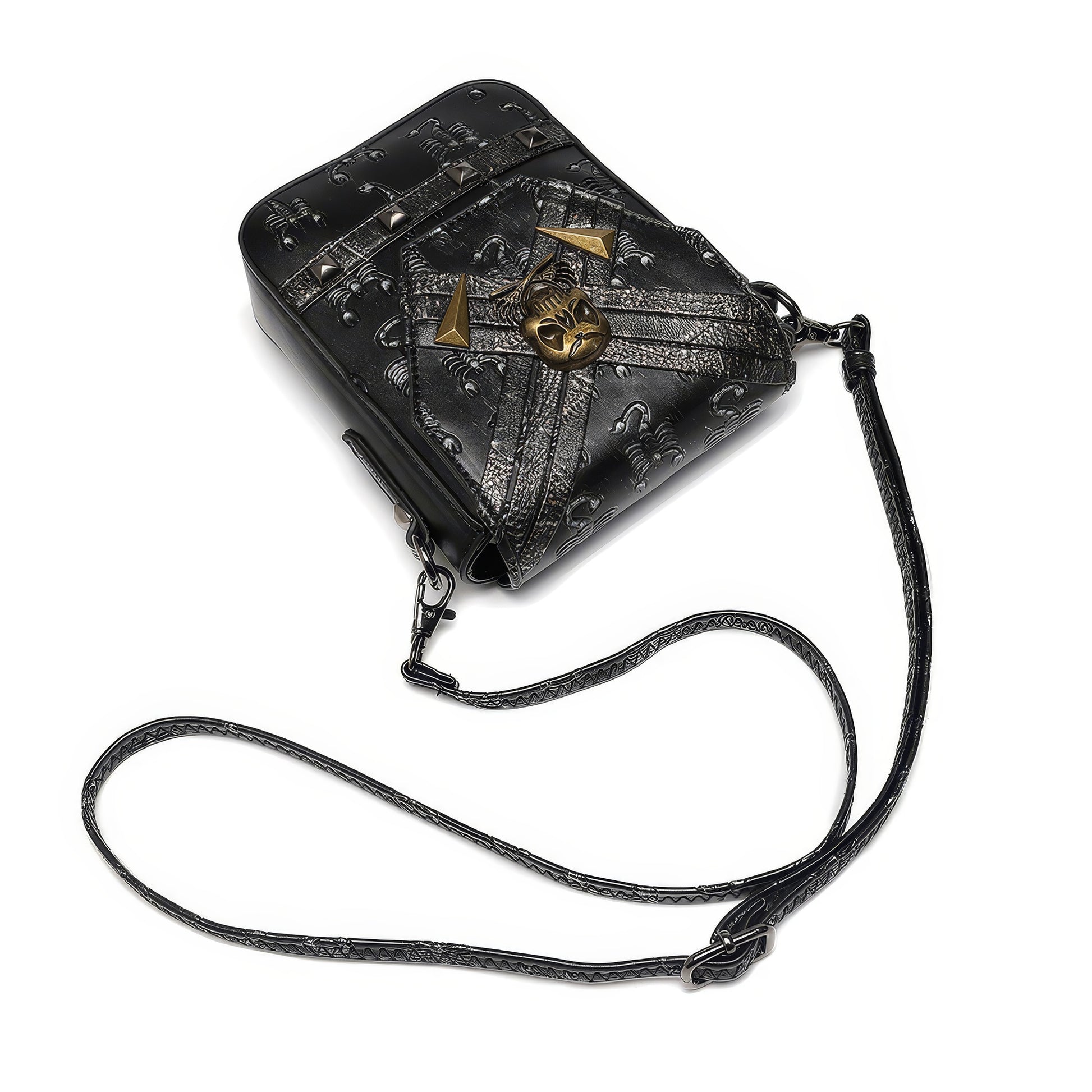 Scorpion Embossed Skull Accent Crossbody Bag