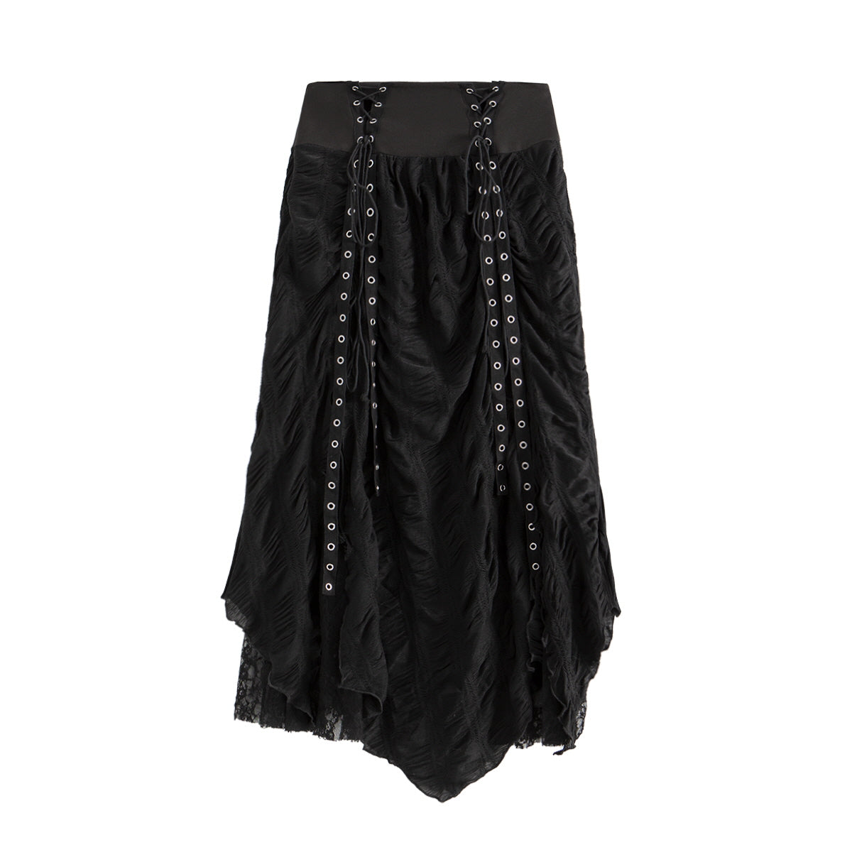 Lace Panel High-Waist Skirt