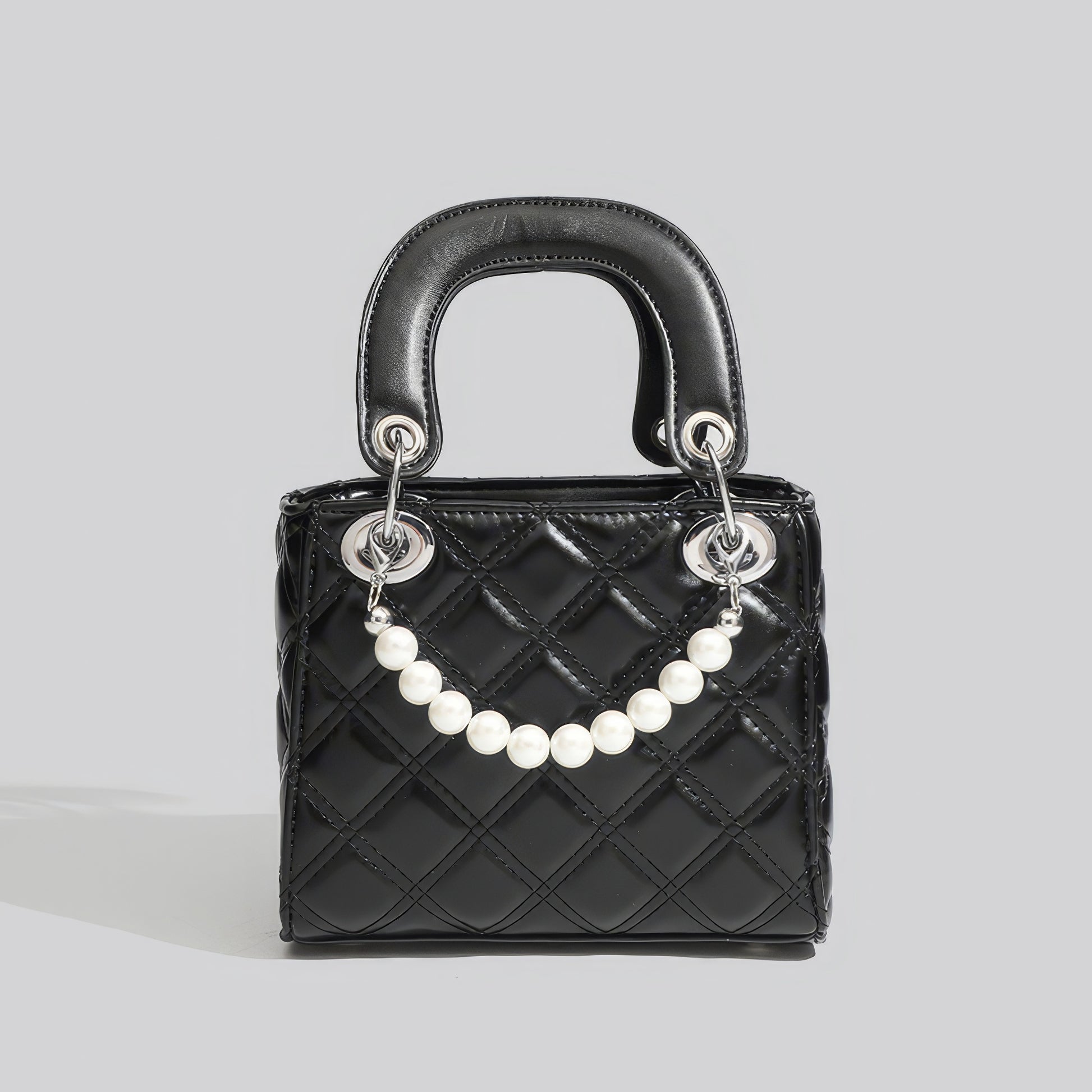Mini Quilted Pearl Charm Box Bag