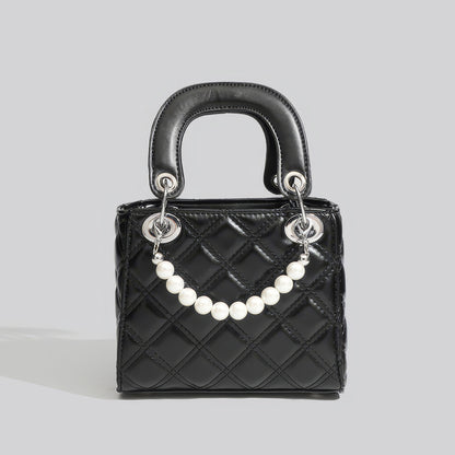 Mini Quilted Pearl Charm Box Bag