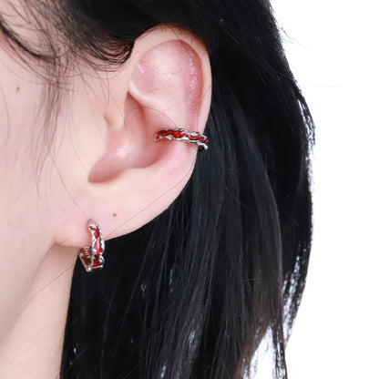 Molten Red Lava Hoop Earrings