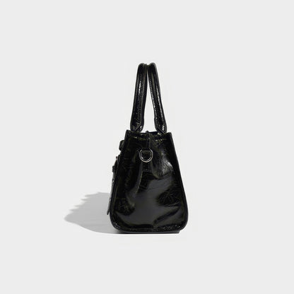 Glossy Barrel Buckle Handbag