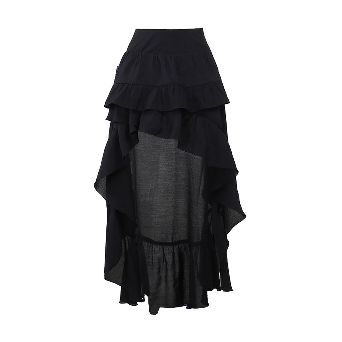 Black High-Low Ruffle Skirt