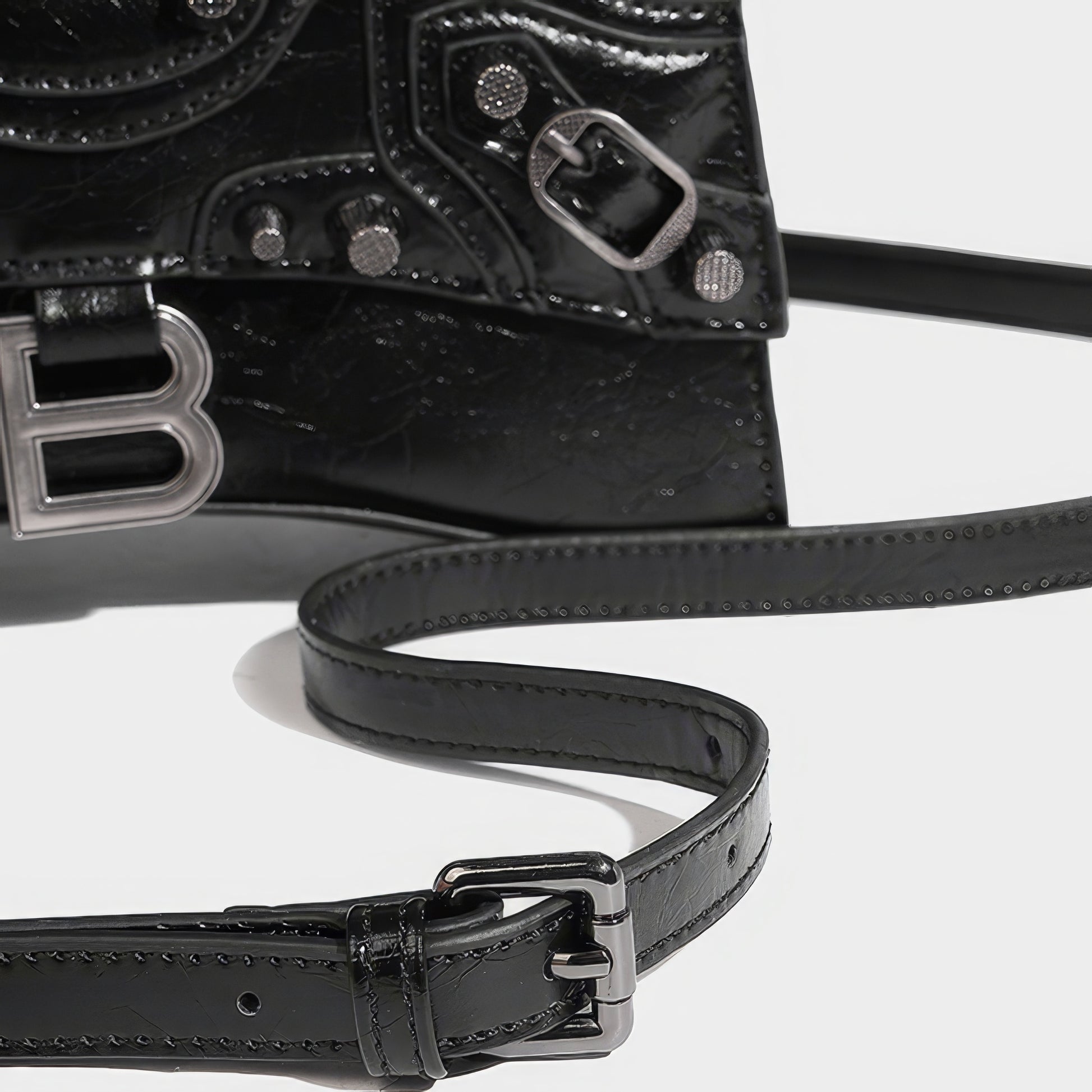 Textured Buckle Detail Mini Satchel Bag