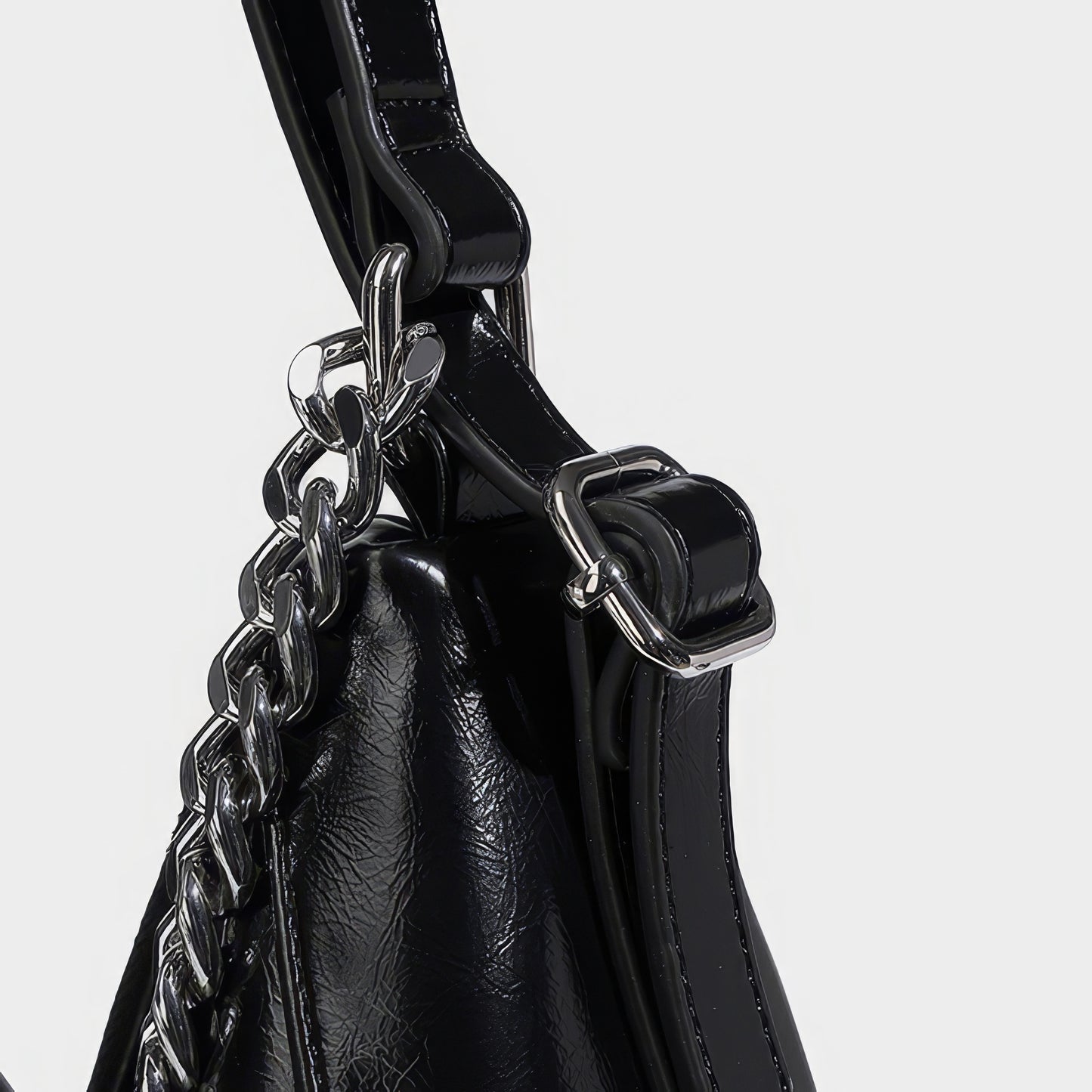 Chain Detail Soft Leather Shoulder Bag