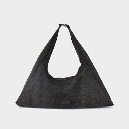 Charcoal Washed Oversized Hobo Bag