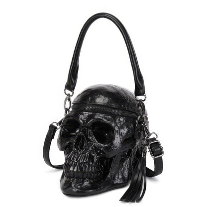 Glossy Skull-Shaped Shoulder Bag