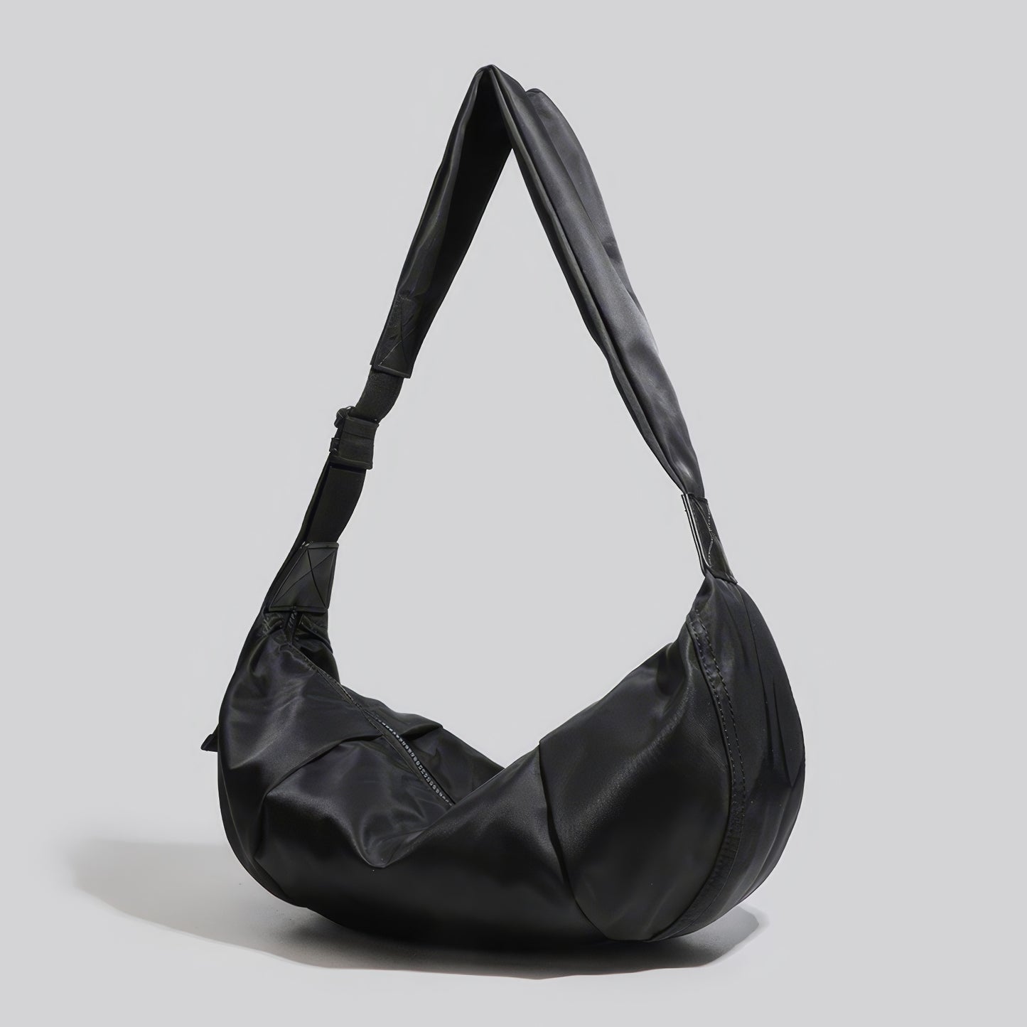 Minimalist Black Nylon Shoulder Bag