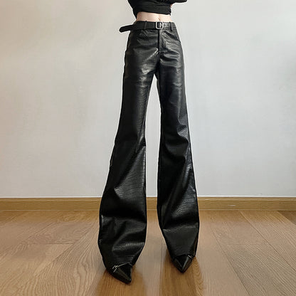 Croc-Embossed Faux Leather Pants