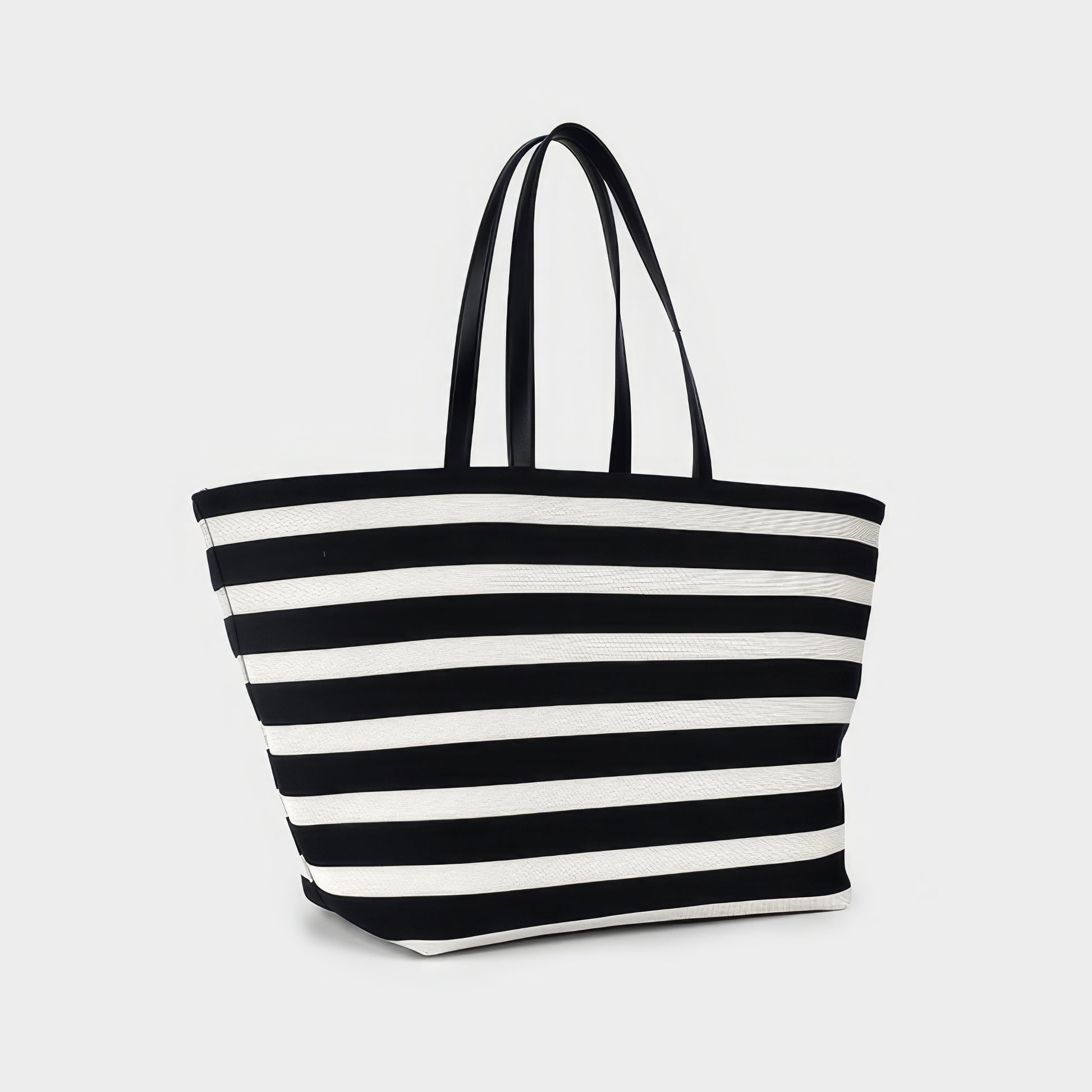 Striped Canvas Oversized Tote Bag