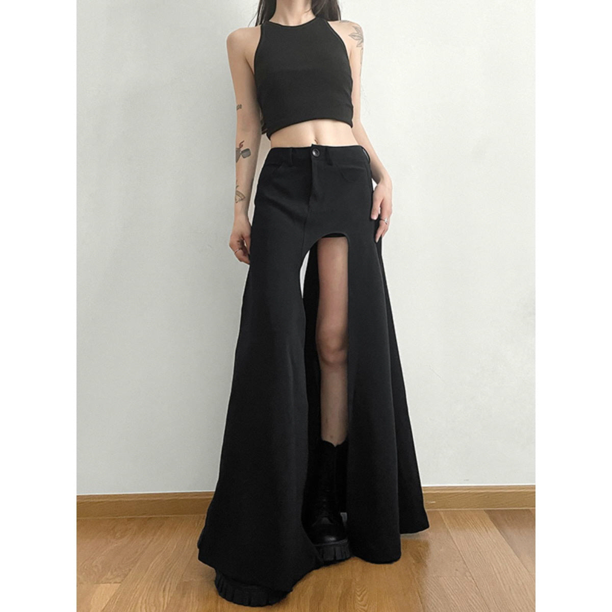 Extreme Slit Wide-Leg Pants