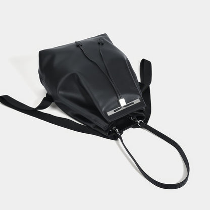 Structured Drawstring Leather Backpack