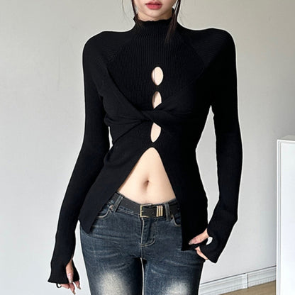 Cutout Twist Ribbed Sweater