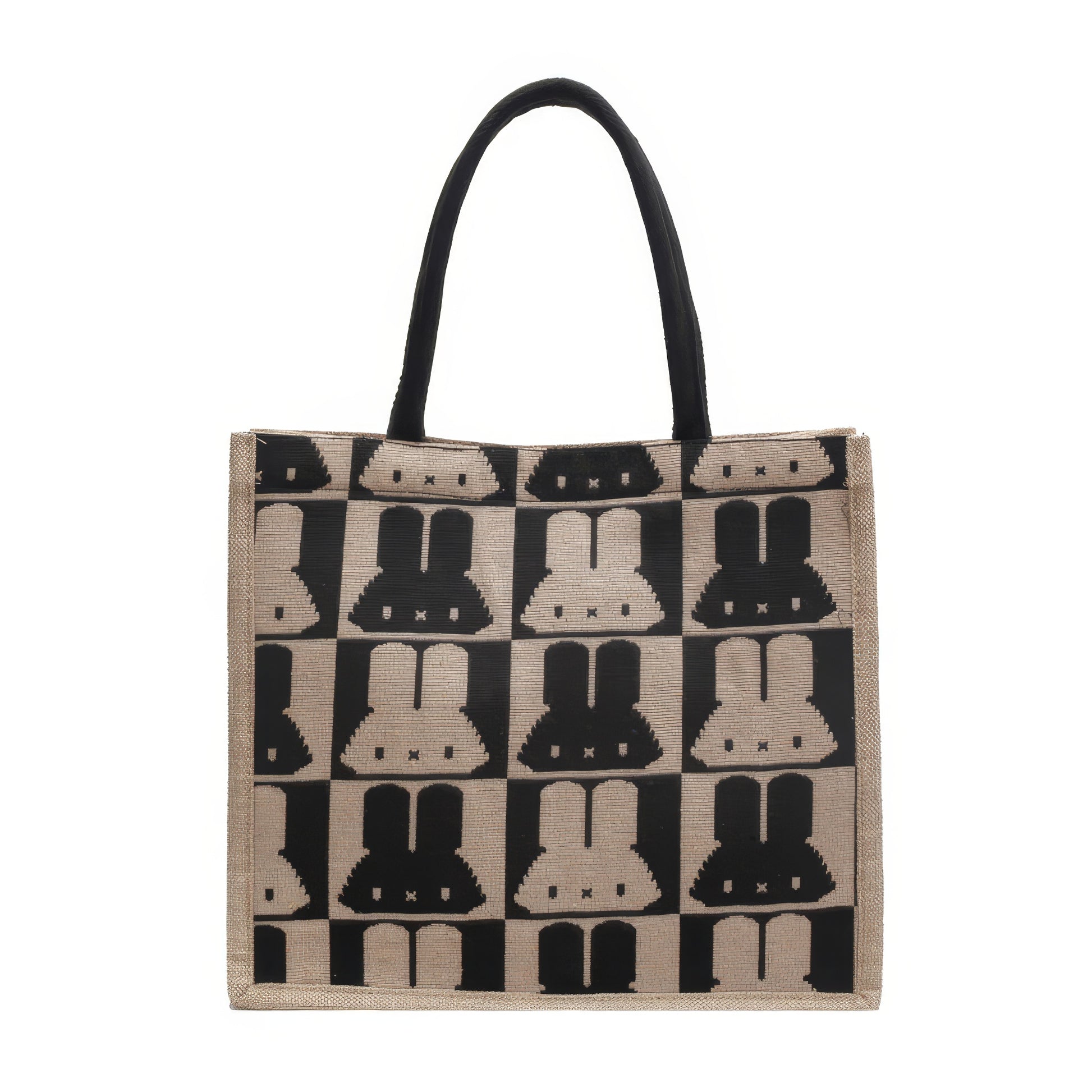 Pixel Bunny Pattern Canvas Tote