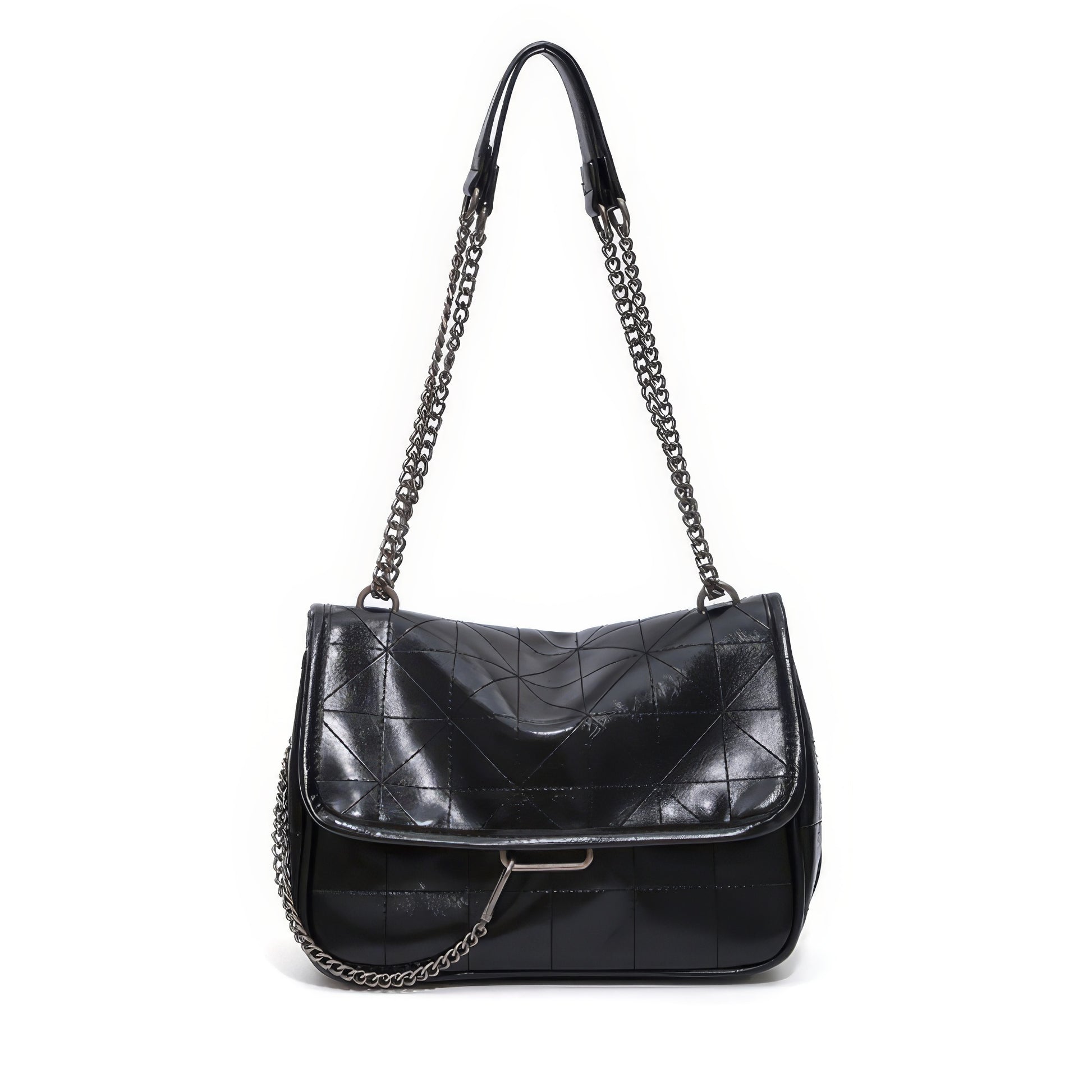 Quilted Chain Strap Black Shoulder Bag
