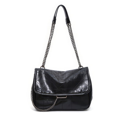 Quilted Chain Strap Black Shoulder Bag