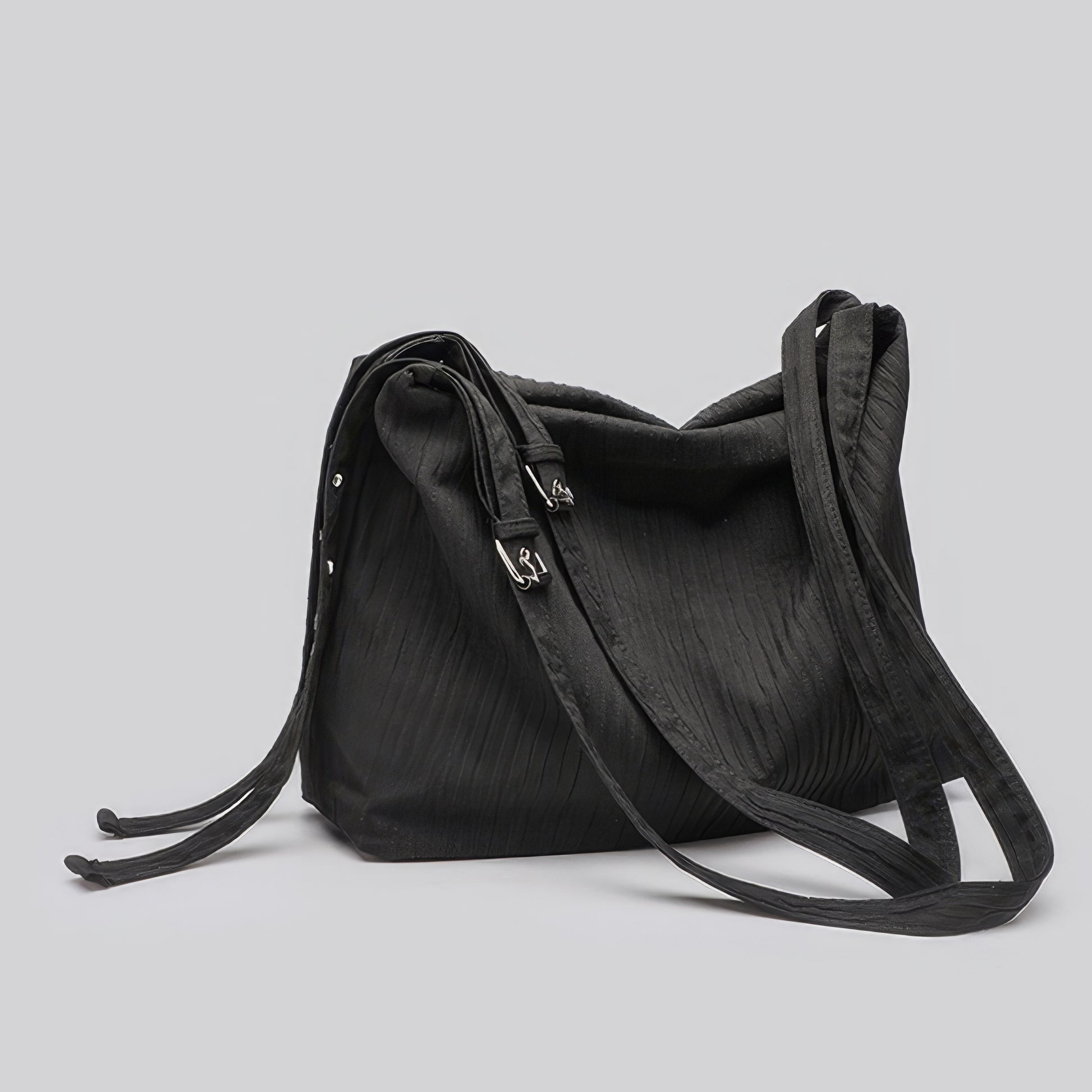 Pleated Fabric Buckle Strap Shoulder Bag