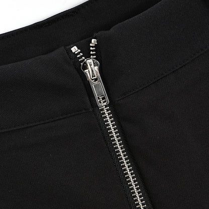 Zipper Detail Wide-Leg Pants