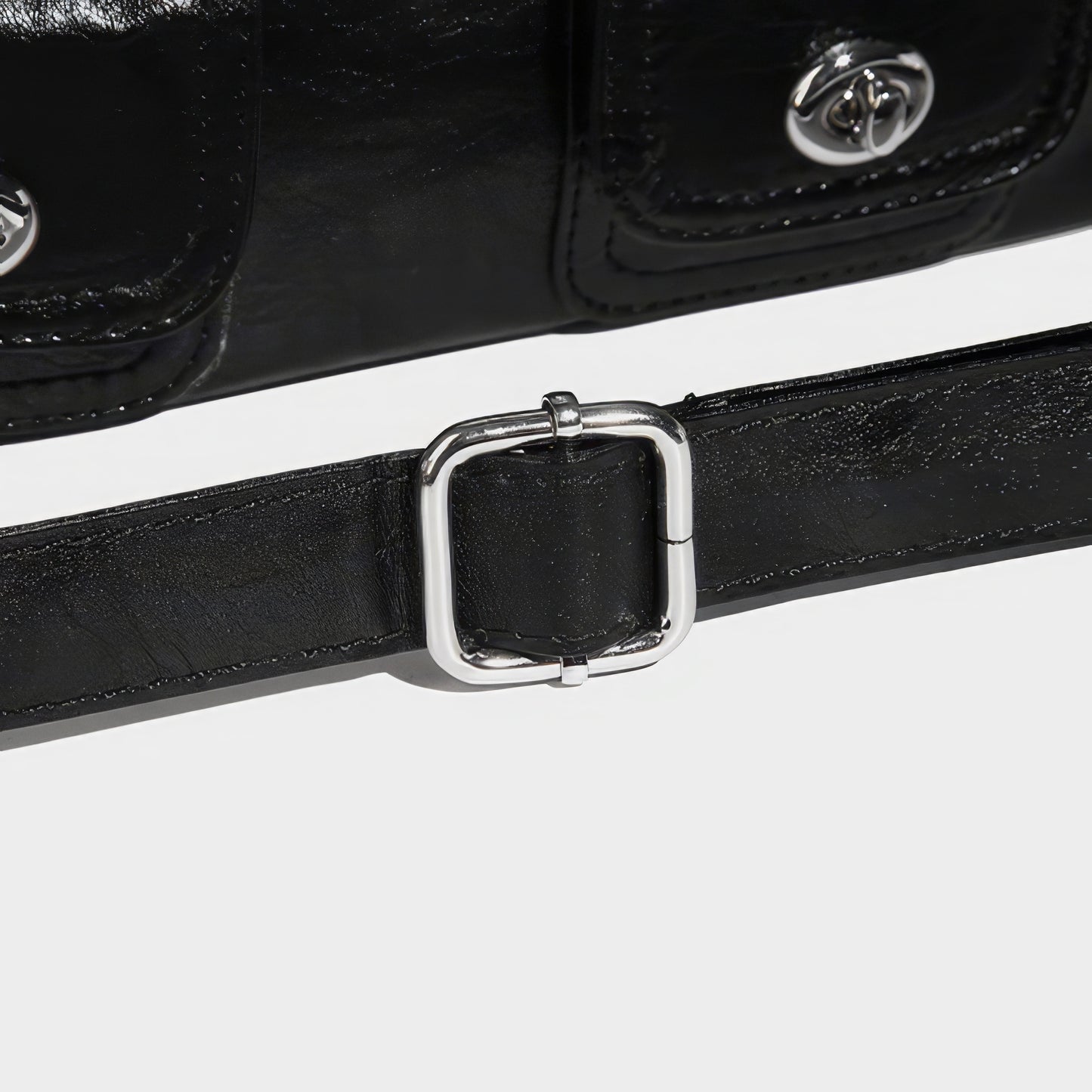 Glossy Pocket Flap Shoulder Bag