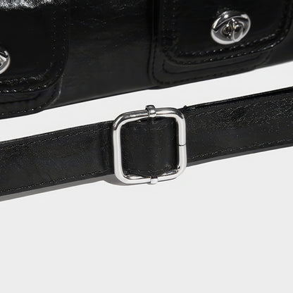 Glossy Pocket Flap Shoulder Bag