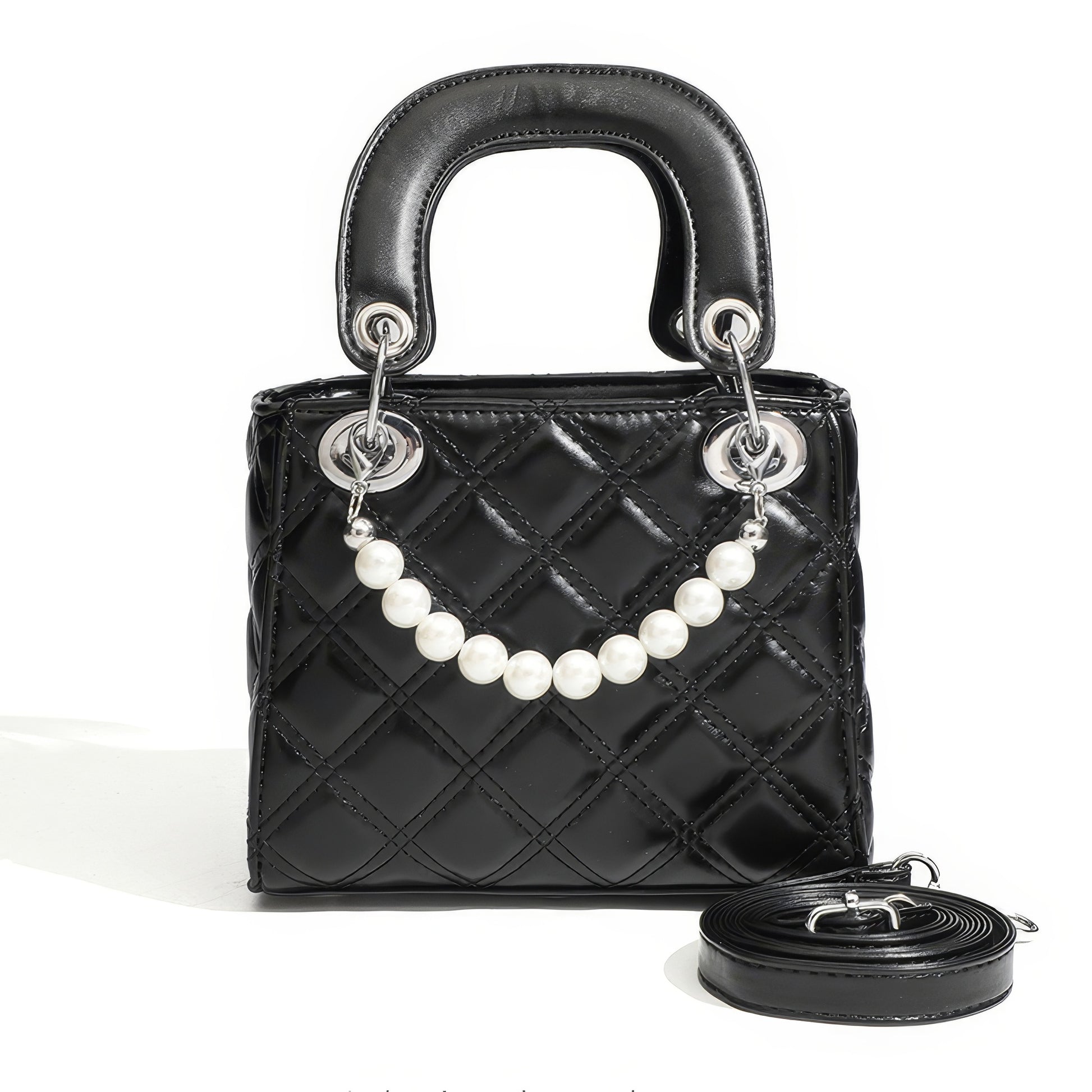 Mini Quilted Pearl Charm Box Bag