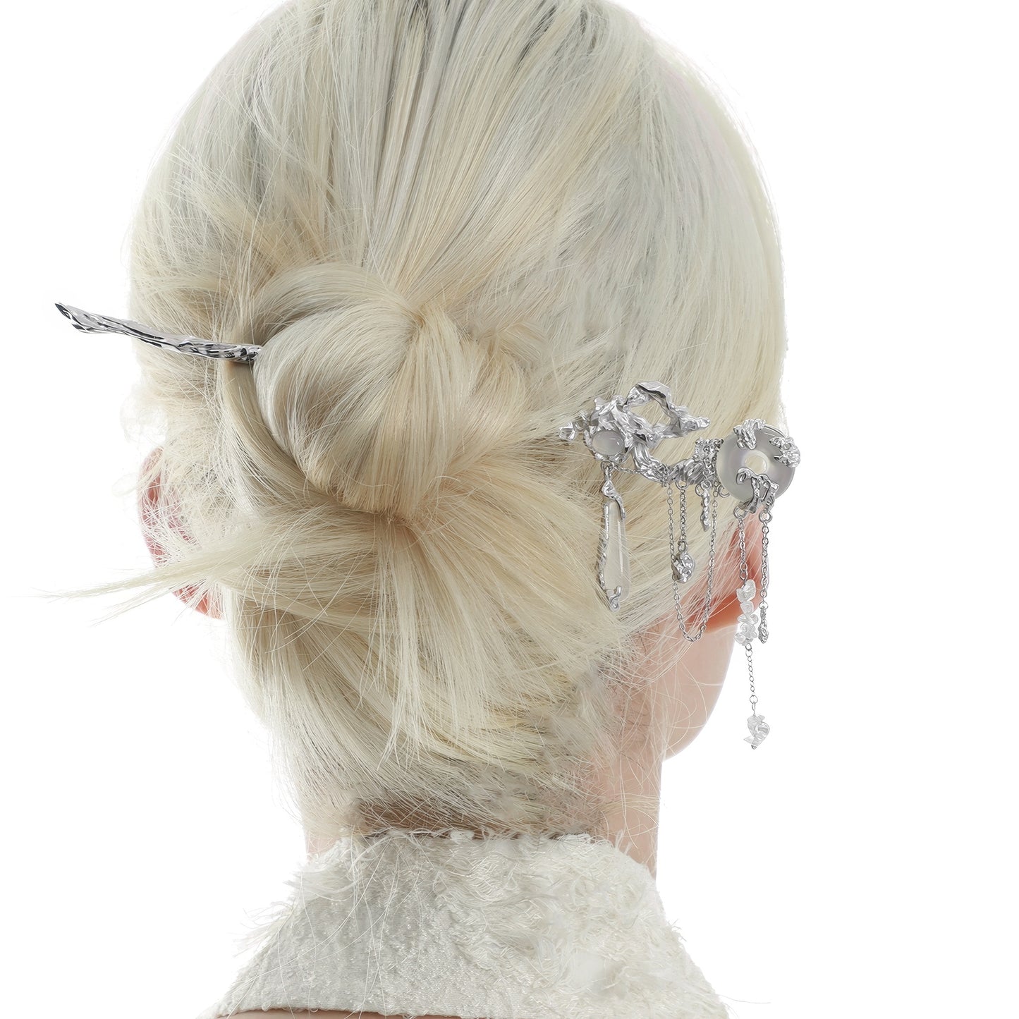 Pearl Drop Silver Hair Stick