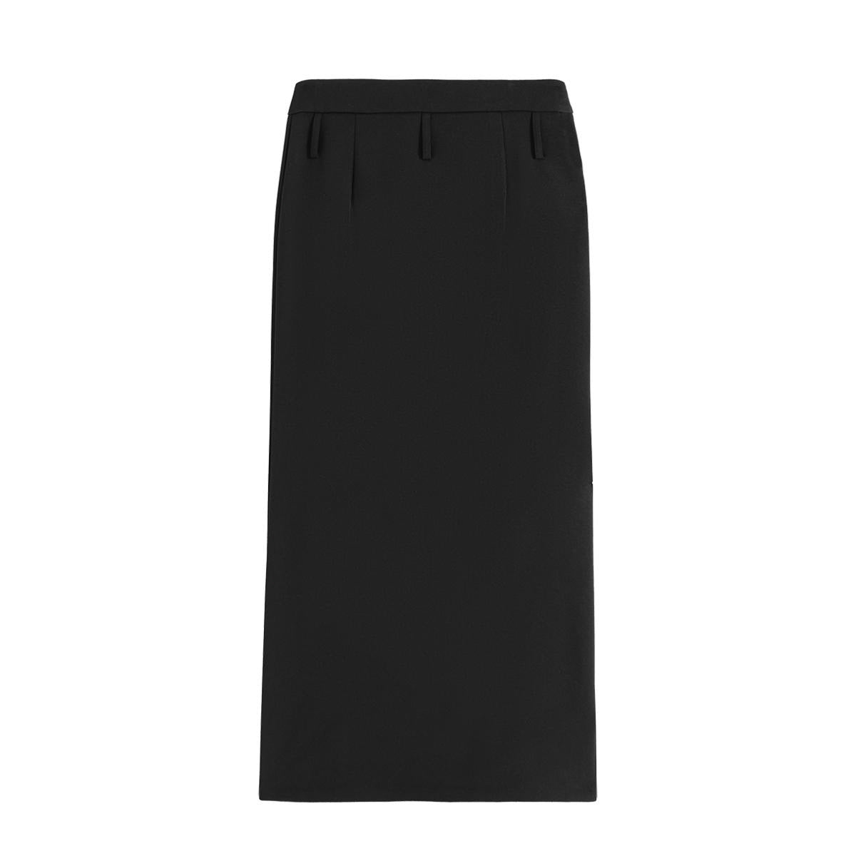 Belted Zip-Slit Maxi Skirt