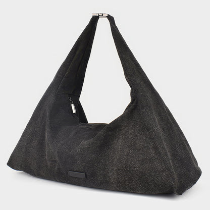 Charcoal Washed Oversized Hobo Bag