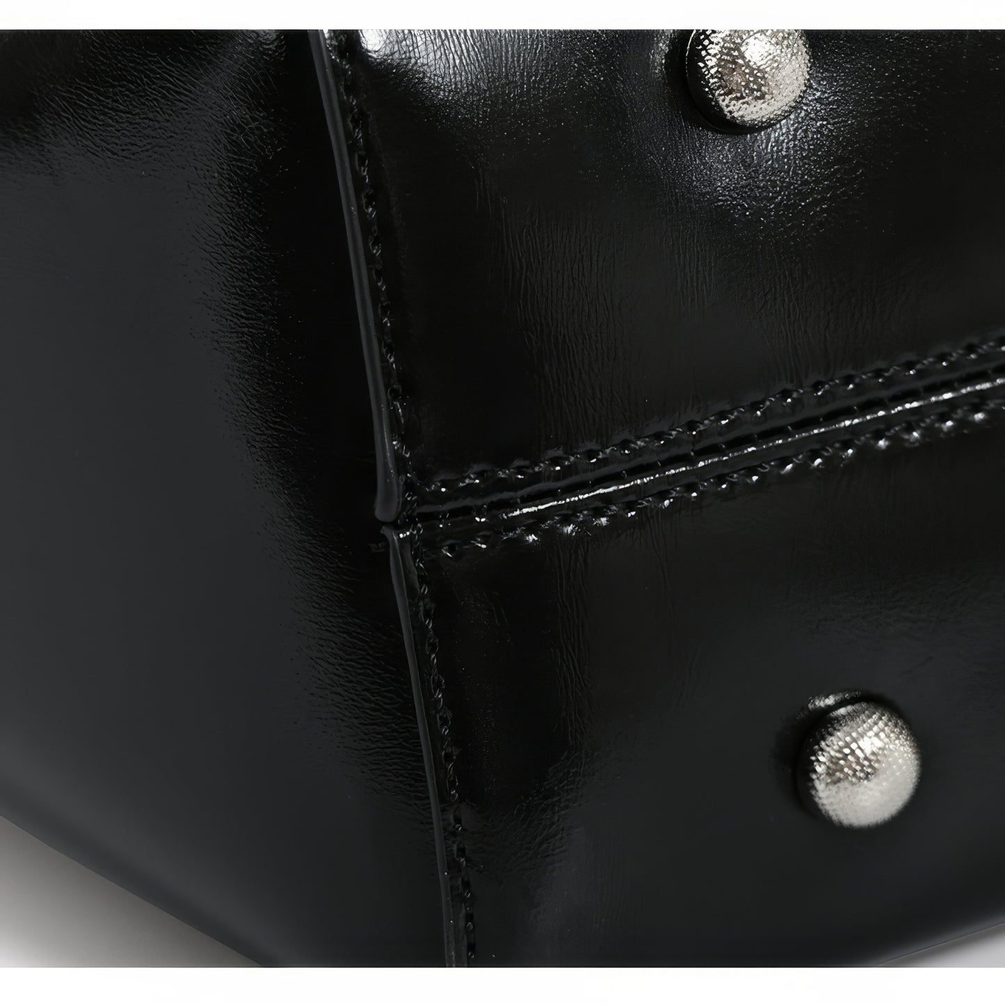 Glossy Black Leather Tote Bag