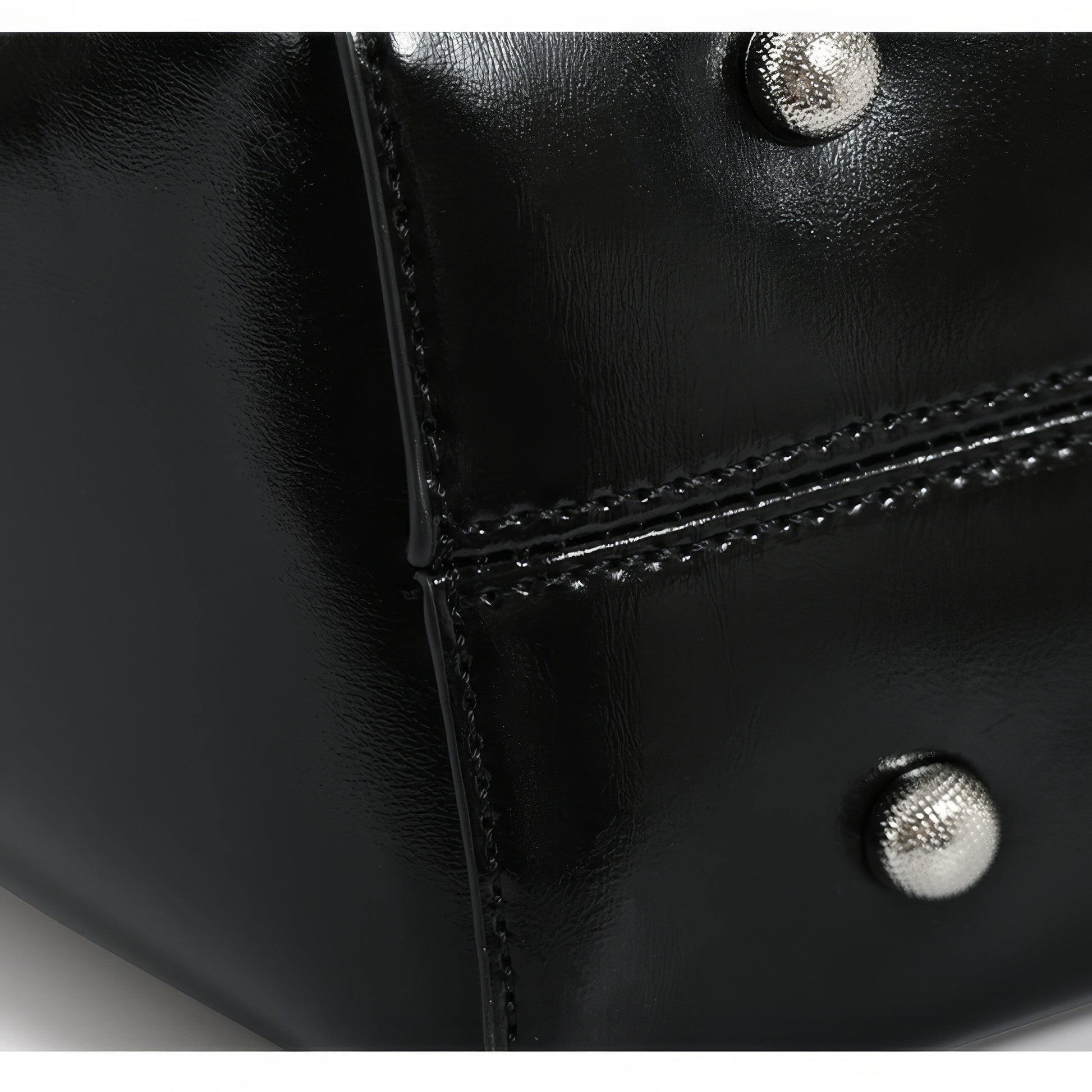 Glossy Black Leather Tote Bag