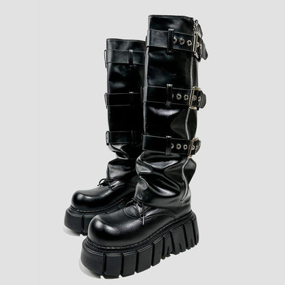 Convertible Buckle Platform Boots