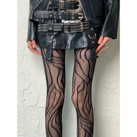 Wavy Mesh Flame Tights