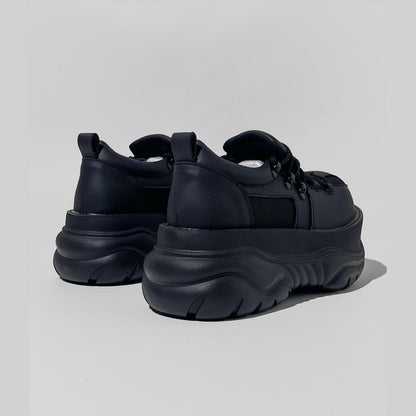 Black Chunky Mesh Platform Sneakers