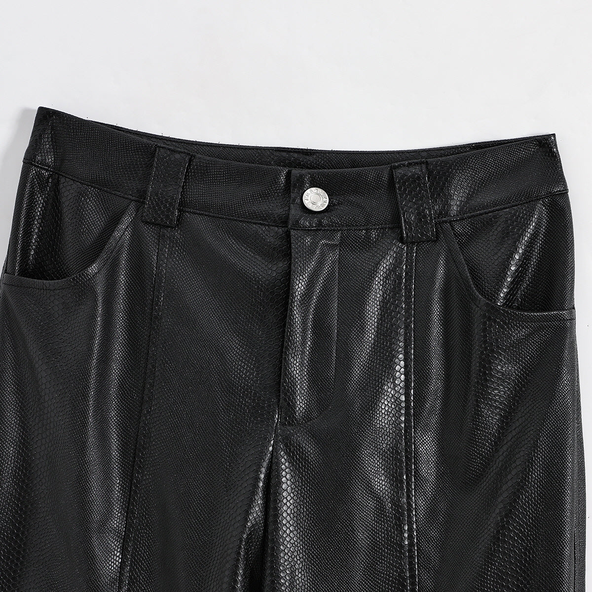 Eyelet Strap Faux Leather Pants