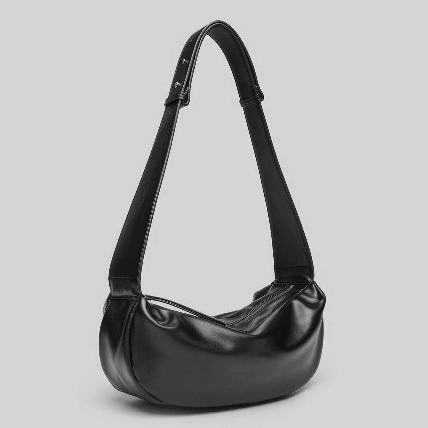 Smooth Faux Leather Crescent Shoulder Bag