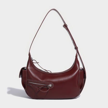 Asymmetrical Zip Crescent Shoulder Bag