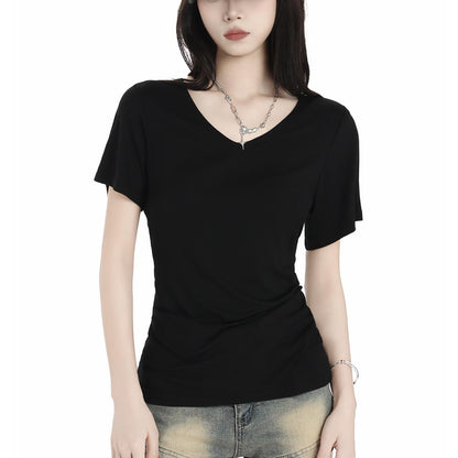 Slim Fit V-Neck Black T-Shirt