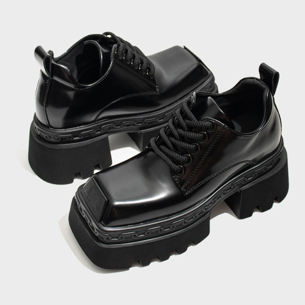 Chunky Square-Toe Platform Shoes