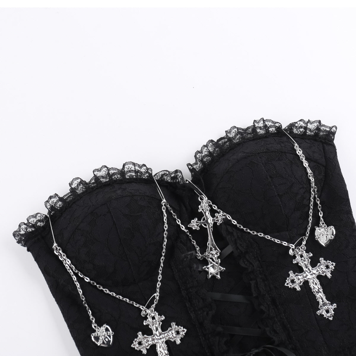 Lace-Up Chain Bustier Top