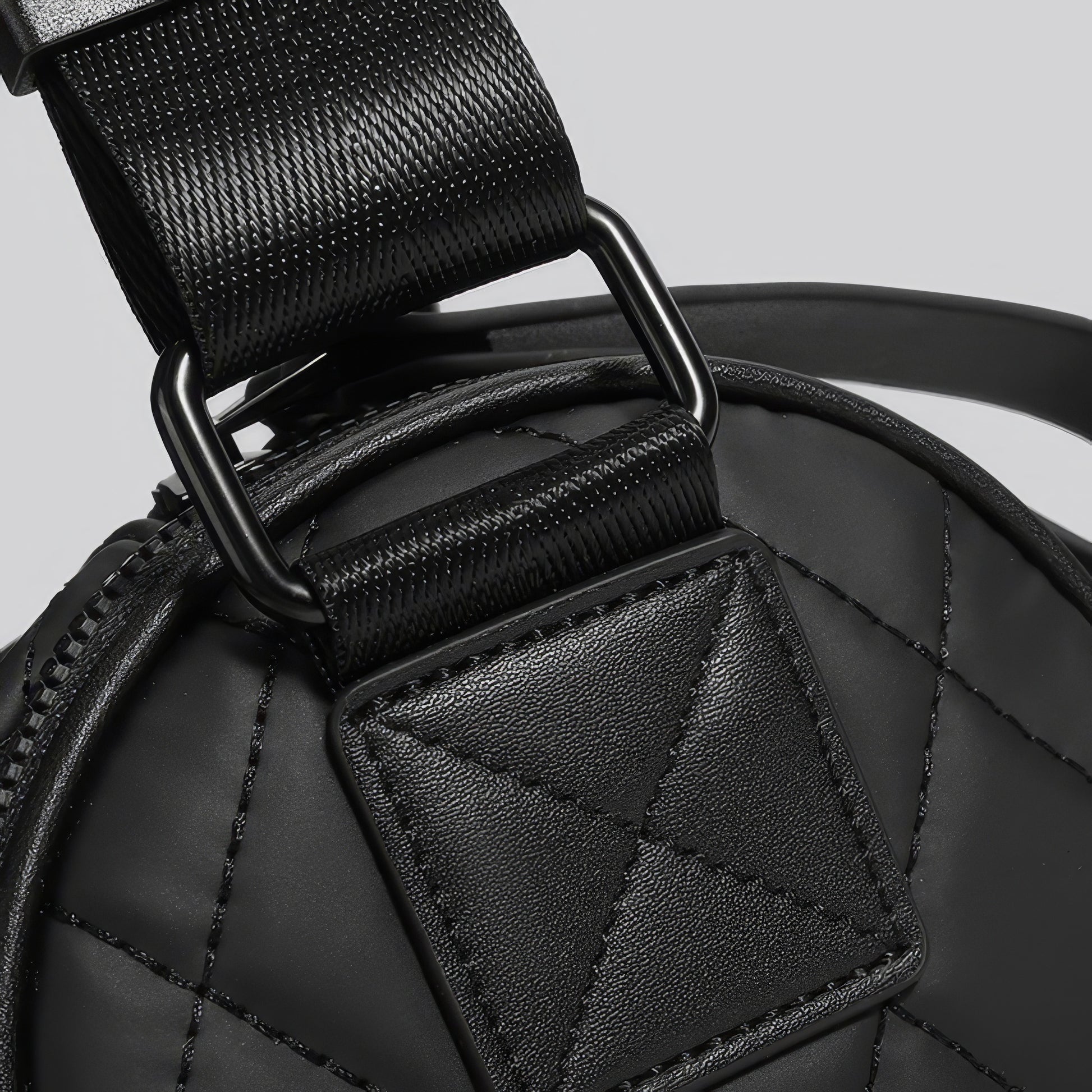 Quilted Barrel-Shaped Black Crossbody Bag