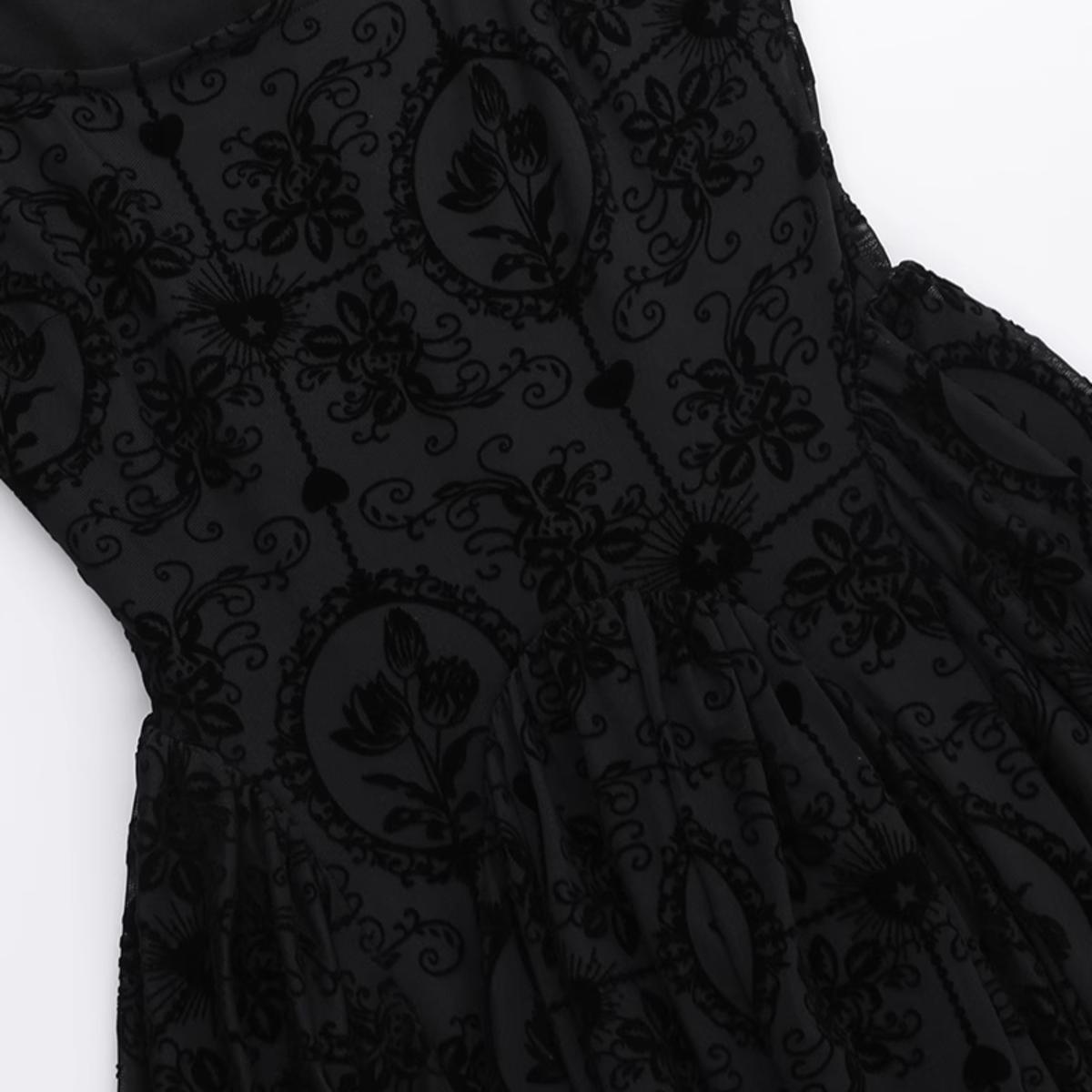 Velvet Flocked Lace Mini Dress