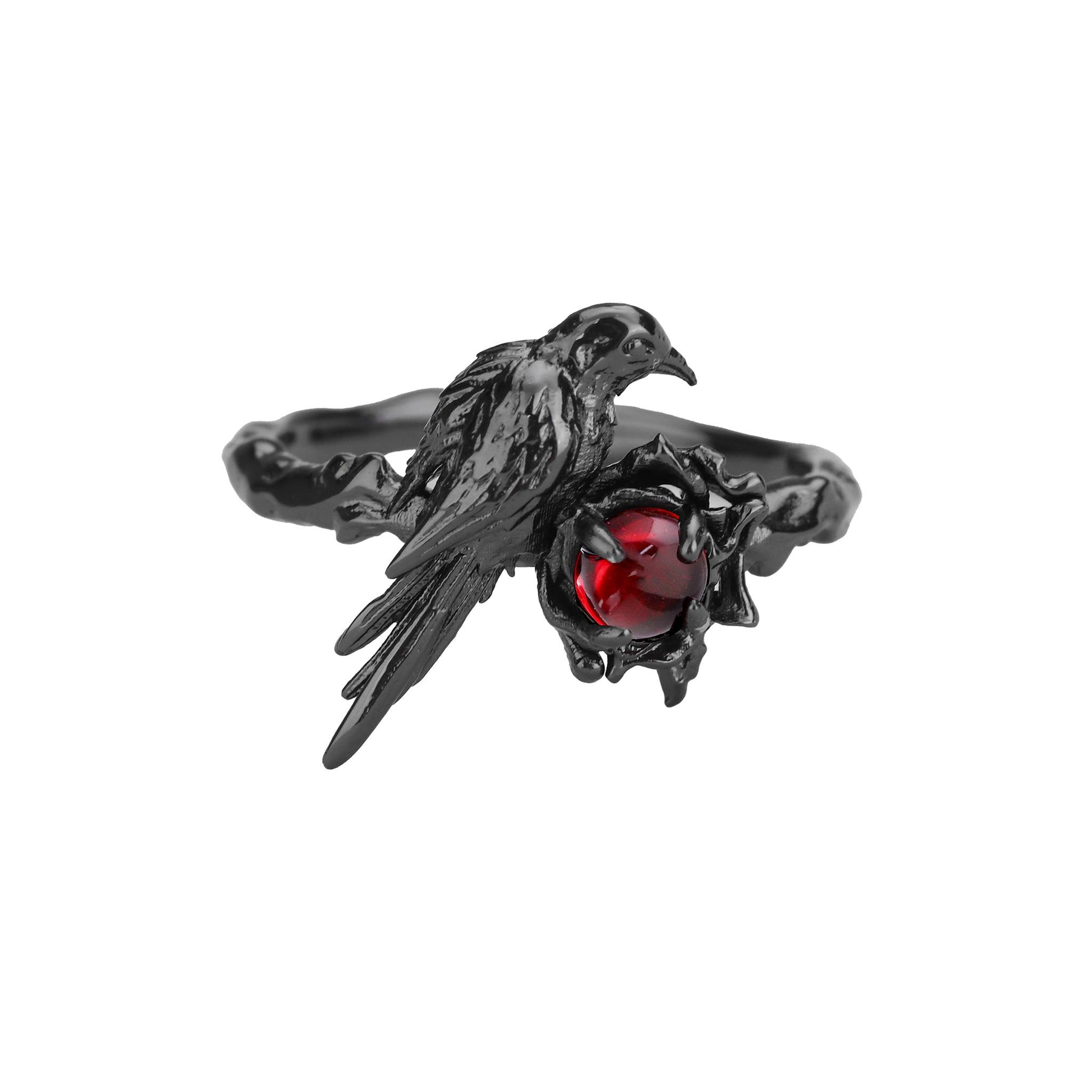 Black Raven Rose Gem Ring