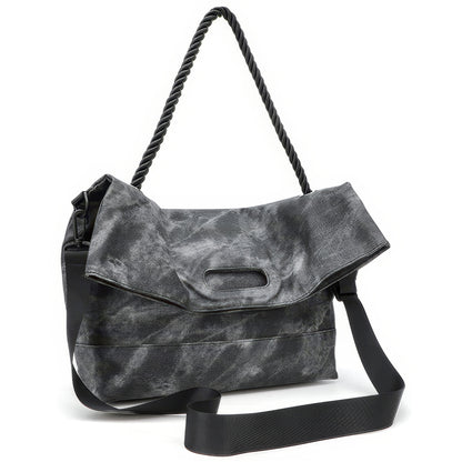 Washed Canvas Twisted Strap Flap Bag