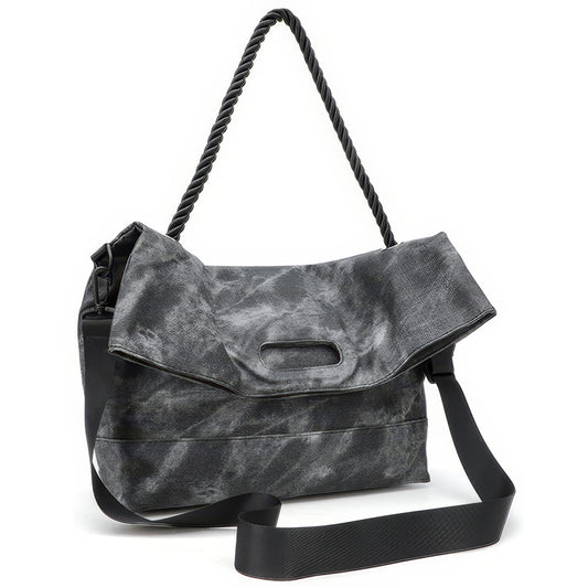 Washed Canvas Twisted Strap Flap Bag