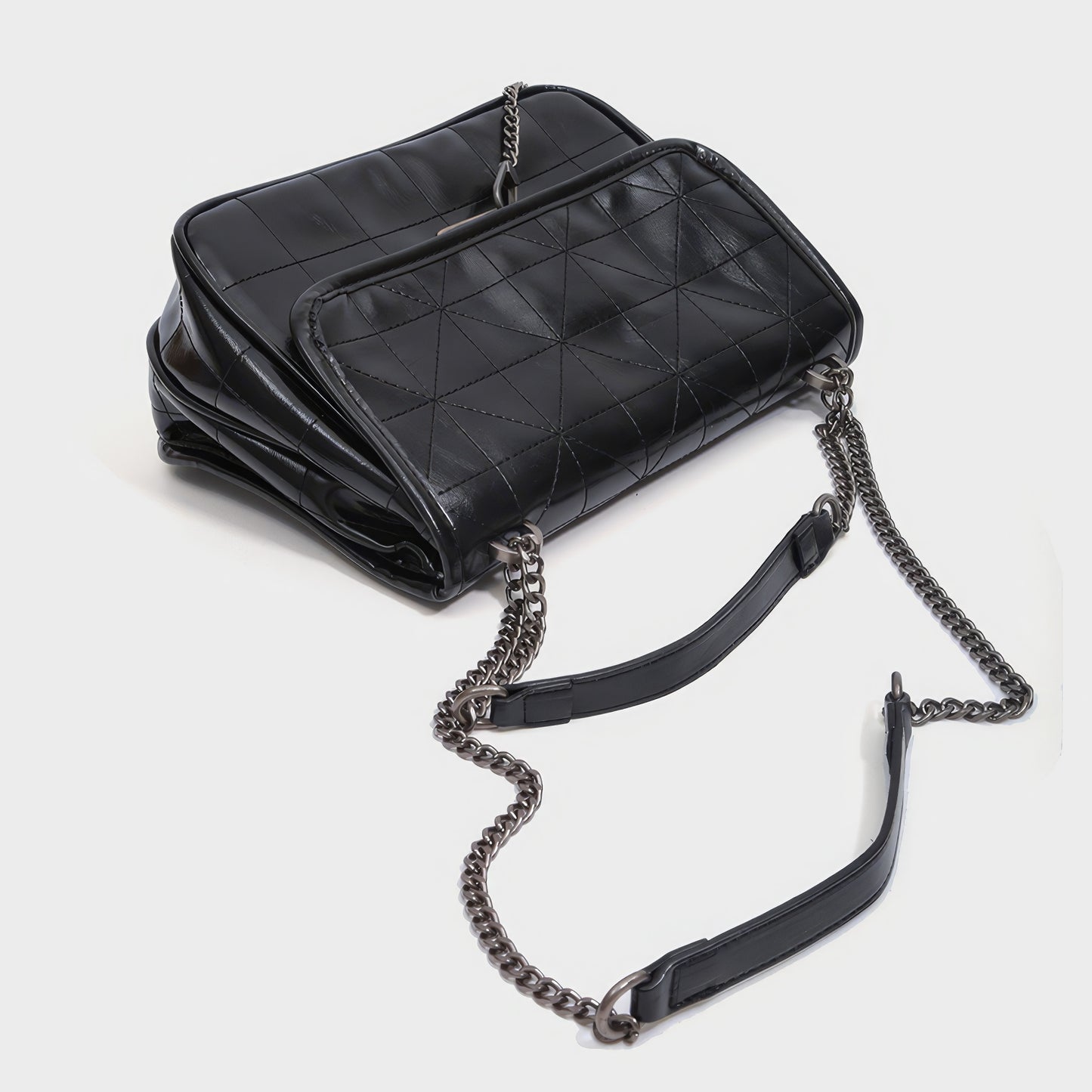 Quilted Chain Strap Black Shoulder Bag