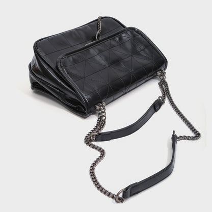 Quilted Chain Strap Black Shoulder Bag