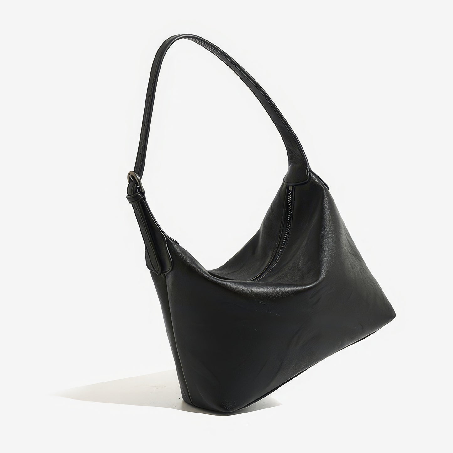 Curved Minimal Faux Leather Shoulder Bag