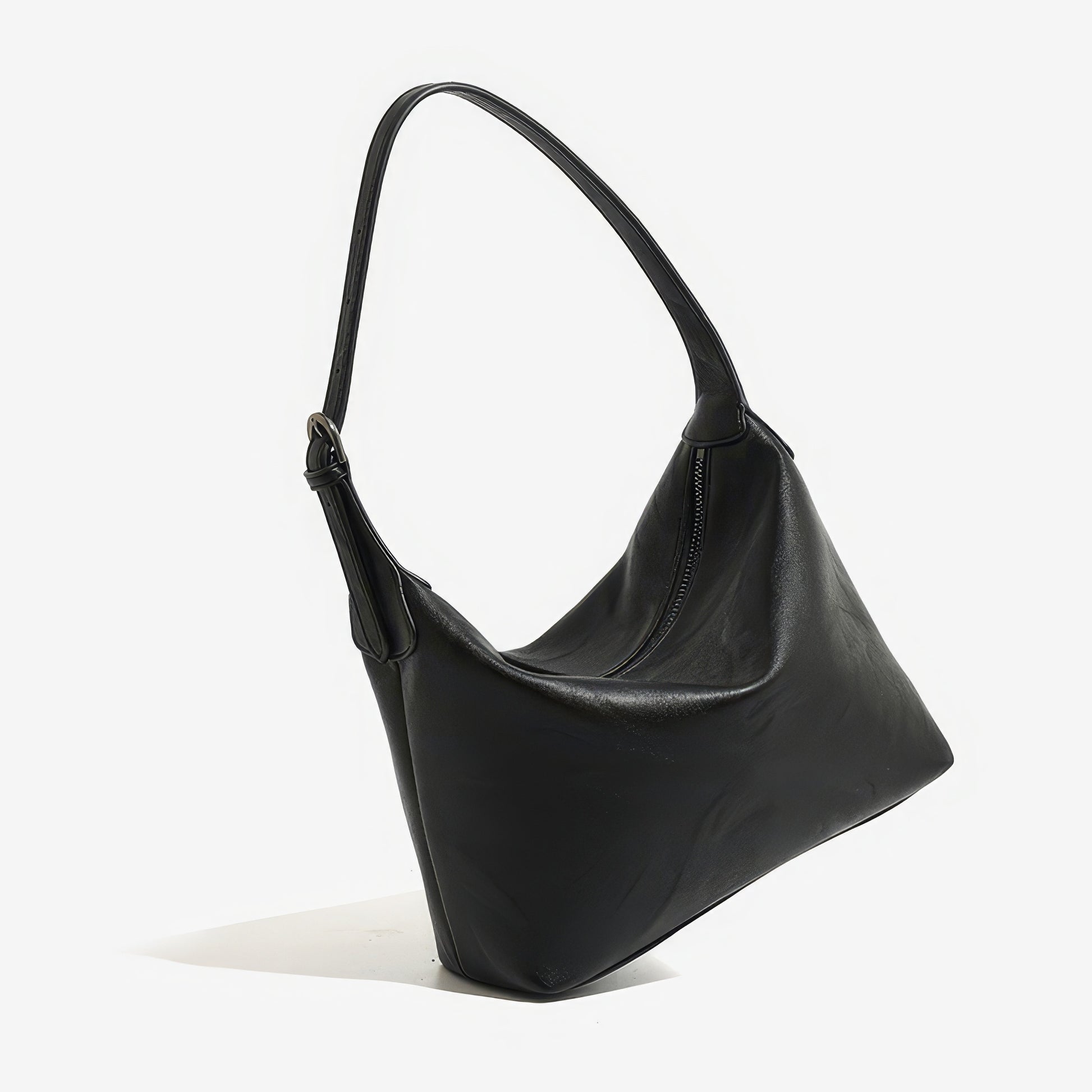 Curved Minimal Faux Leather Shoulder Bag