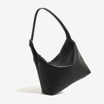 Curved Minimal Faux Leather Shoulder Bag